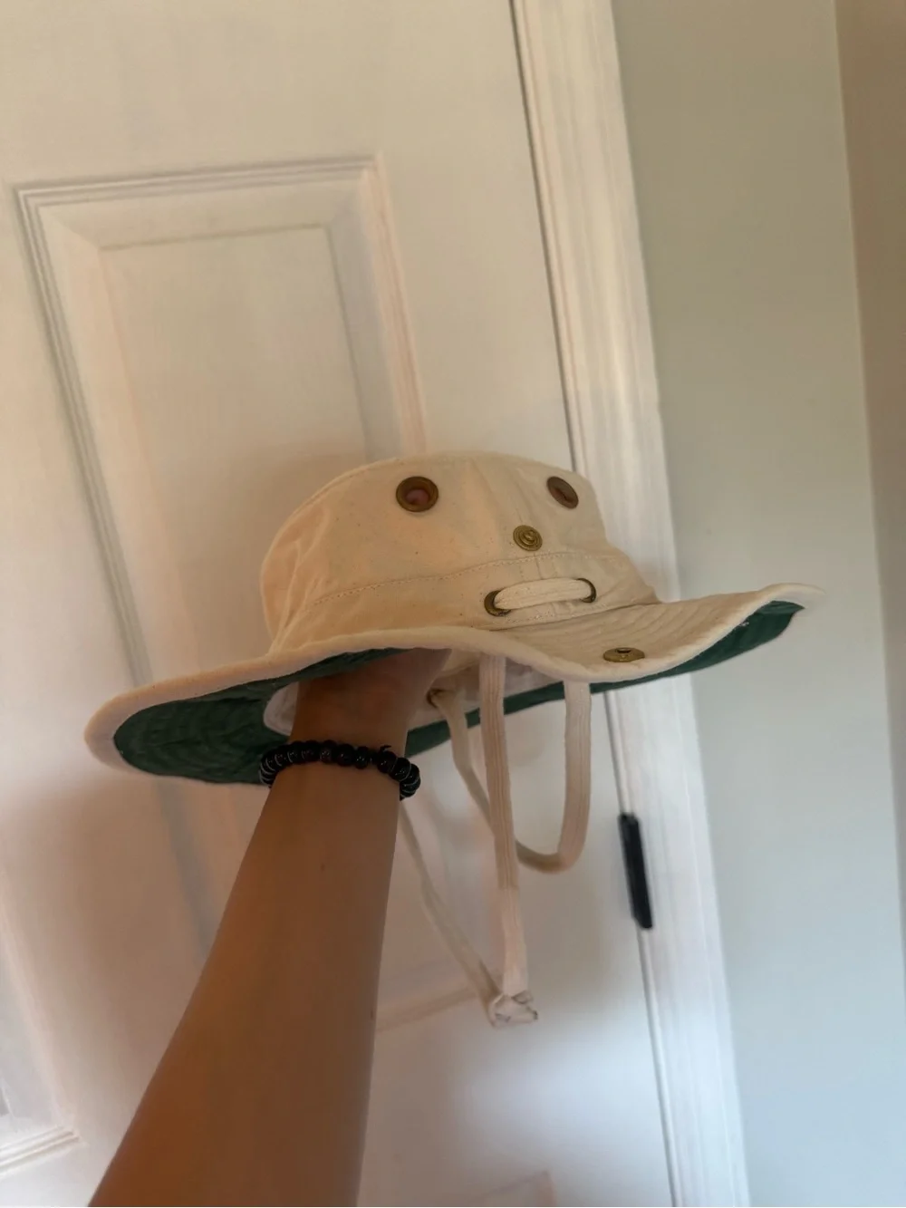 Authentic Tilley cream & green bucket hat
